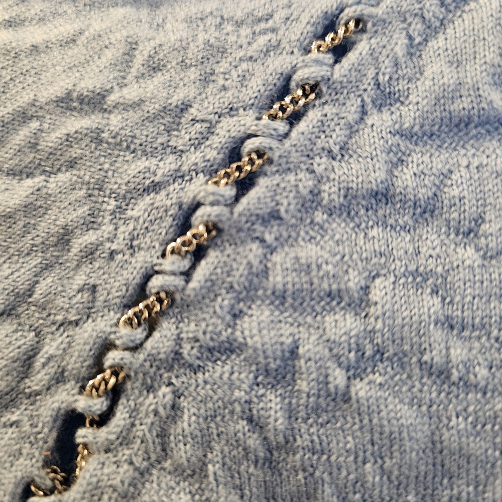 Versace baby blue ruched crop sweater - Picture 9 of 11